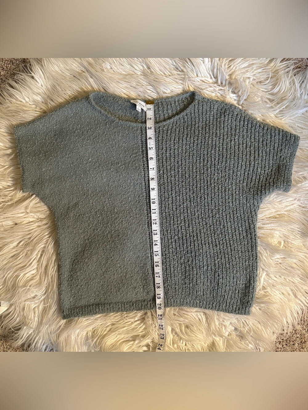 Anthropologie Flat White Jolie Short Sleeve Green Sweater Size S NWOT - Picture 8 of 8
